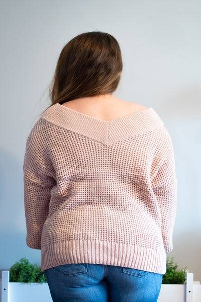 Cindy Wide Neck Sweater in Blush