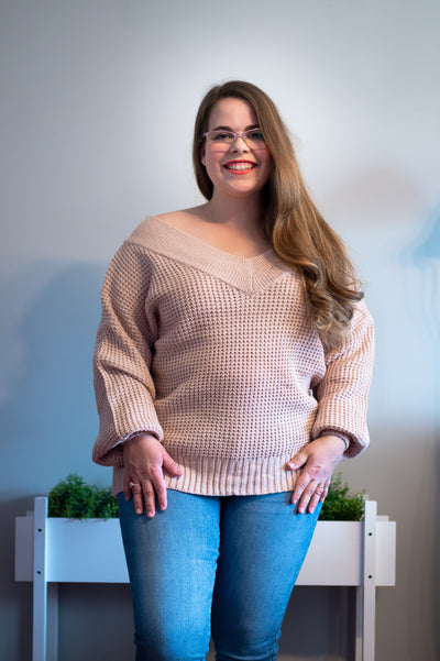 Cindy Wide Neck Sweater in Blush