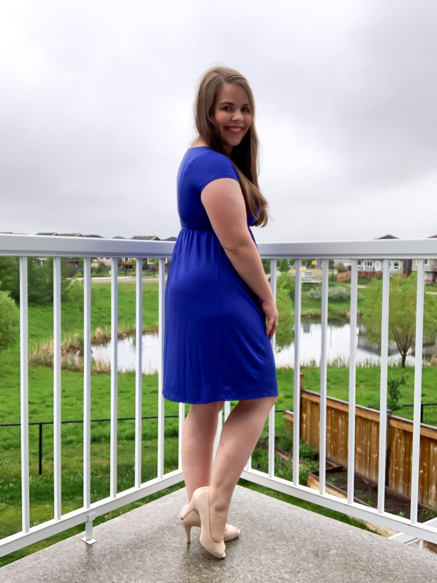 Denise Short Sleeve Dress in Royal Blue