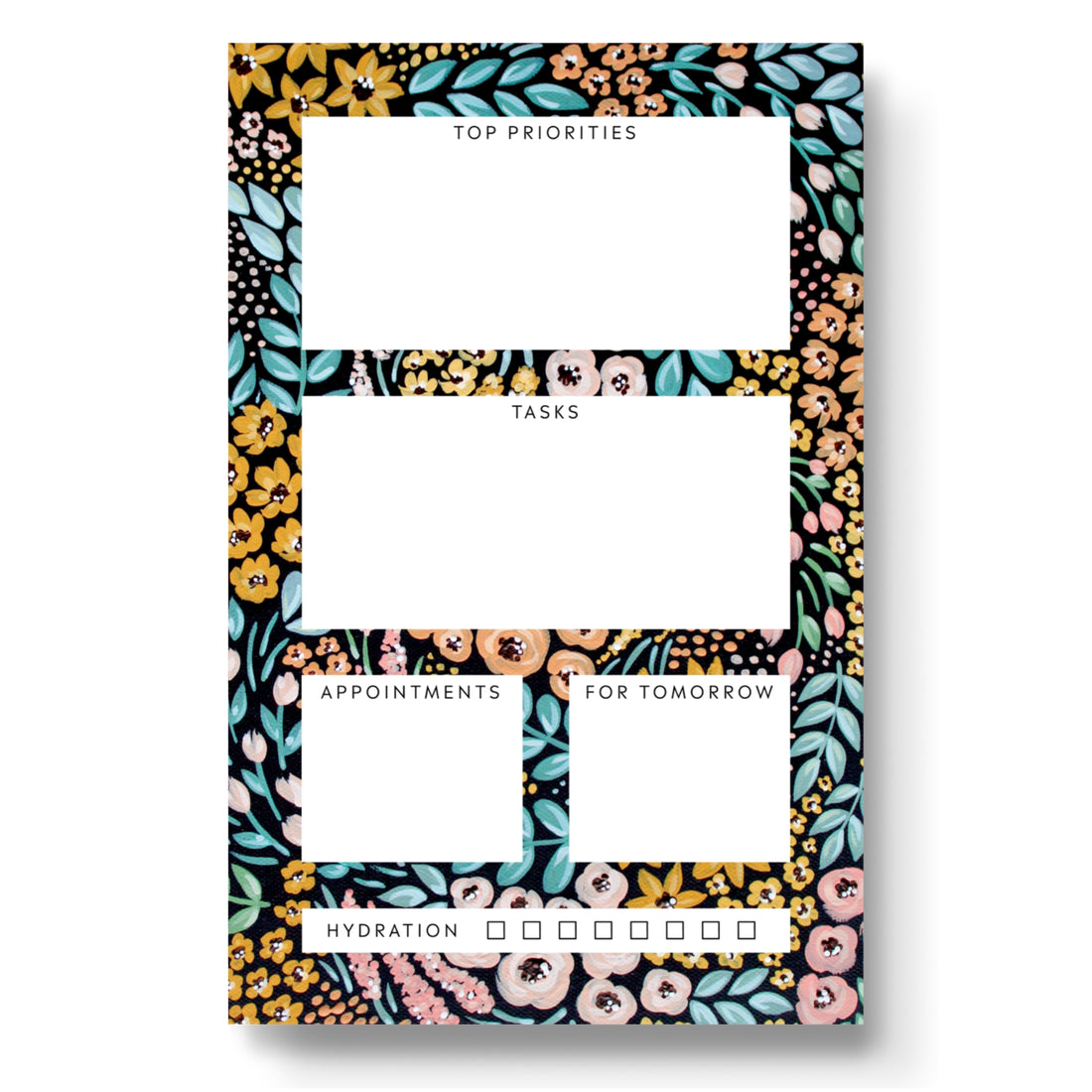 Black Floral Daily Planner Notepad