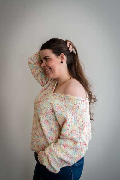 Heather Speckled Popcorn Sweater