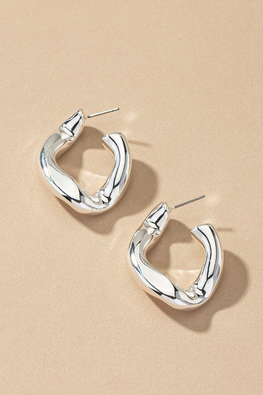 Chunky Chain Link Earrings in Silver