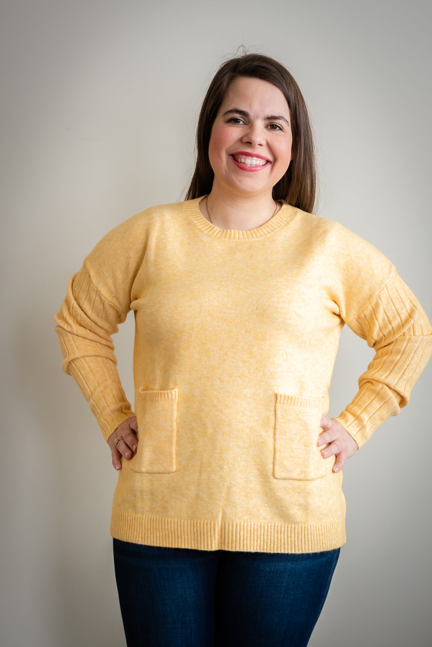 Lydia Pocket Sweater in Butter Yellow