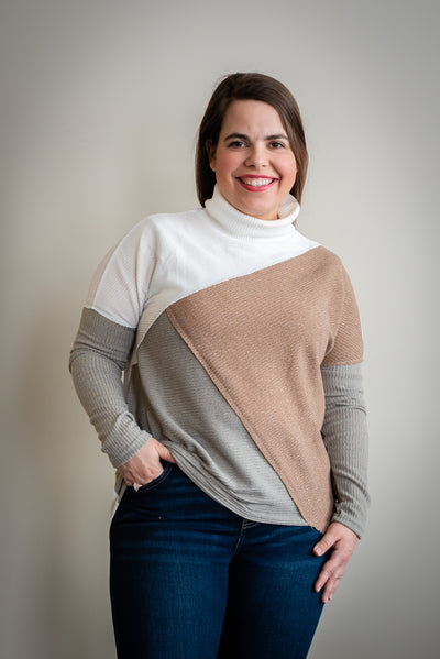 Abby Colour Block Turtle Neck Sweater