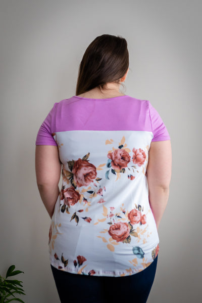 Tiffany Floral Back Tee in Lilac