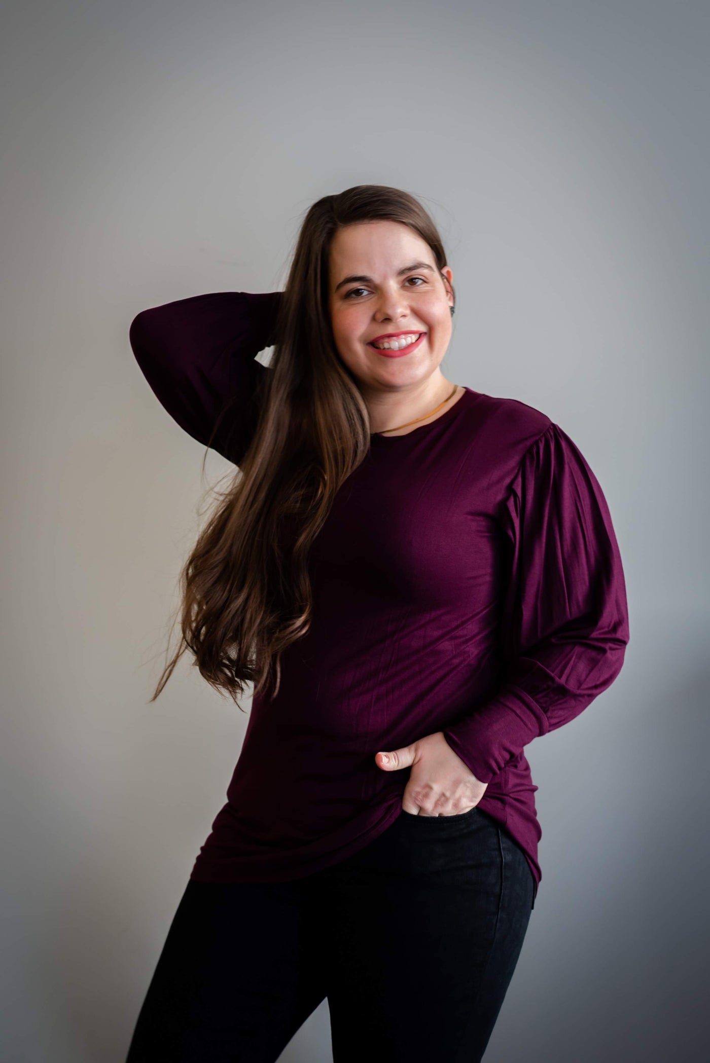Molly Puff Sleeve Top in Wine
